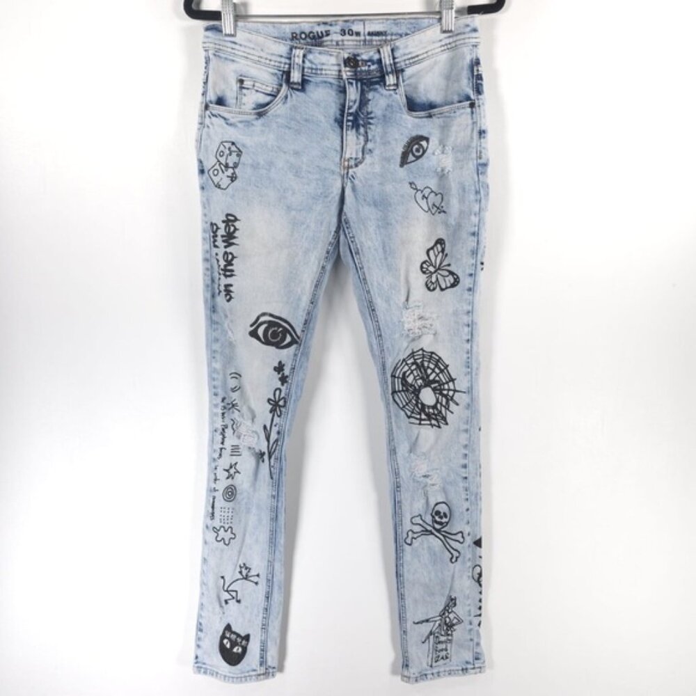 Zumiez NINTH HALL ROGUE Light Wash Skinny Jeans Size‎ 30W